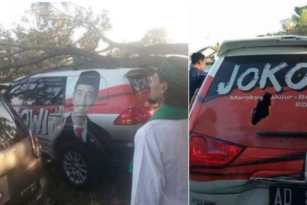 Mobil Bergambar Jokowi Tertimpa Pohon, &quot;Kode Alam&quot;