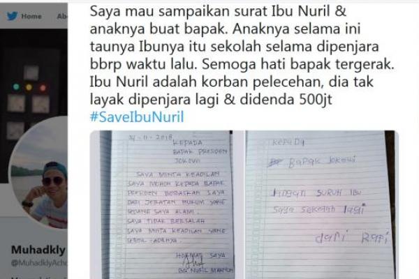 Korban Pelecehan Seksual Malah Dihukum, Baiq Kirim Surat ke Jokowi