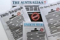 Kebebasan Ditindas, Sejumlah Halaman Depan Koran Australia Berwarna Hitam