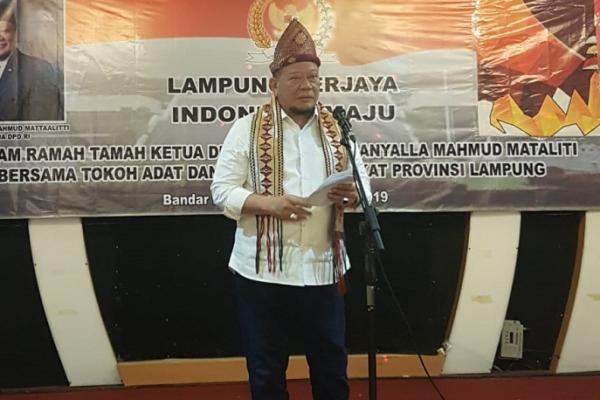 Ketua DPD RI AA LaNyalla Mahmud Mattalitti mengajak segenap Tokoh Masyarakat dan Tokoh Adat serta pegiat organisasi di Lampung untuk bersinergi dalam memastikan pembangunan berjalan dan membawa manfaat bagi daerah.