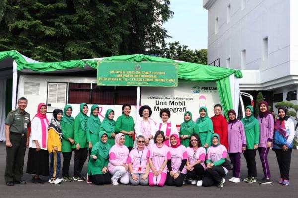 Kegiatan yang berlangsung di Markas Besar Tentara Nasional Indonesia Angkatan Darat (Mabes TNI AD) Jakarta itu bertujuan untuk mendorong pemeriksaan kanker payudara